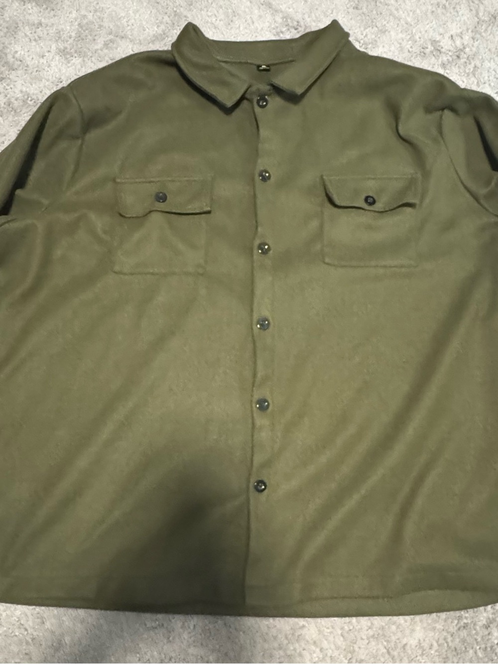 Men's Olive Green Button-Up Workshirt Jacket